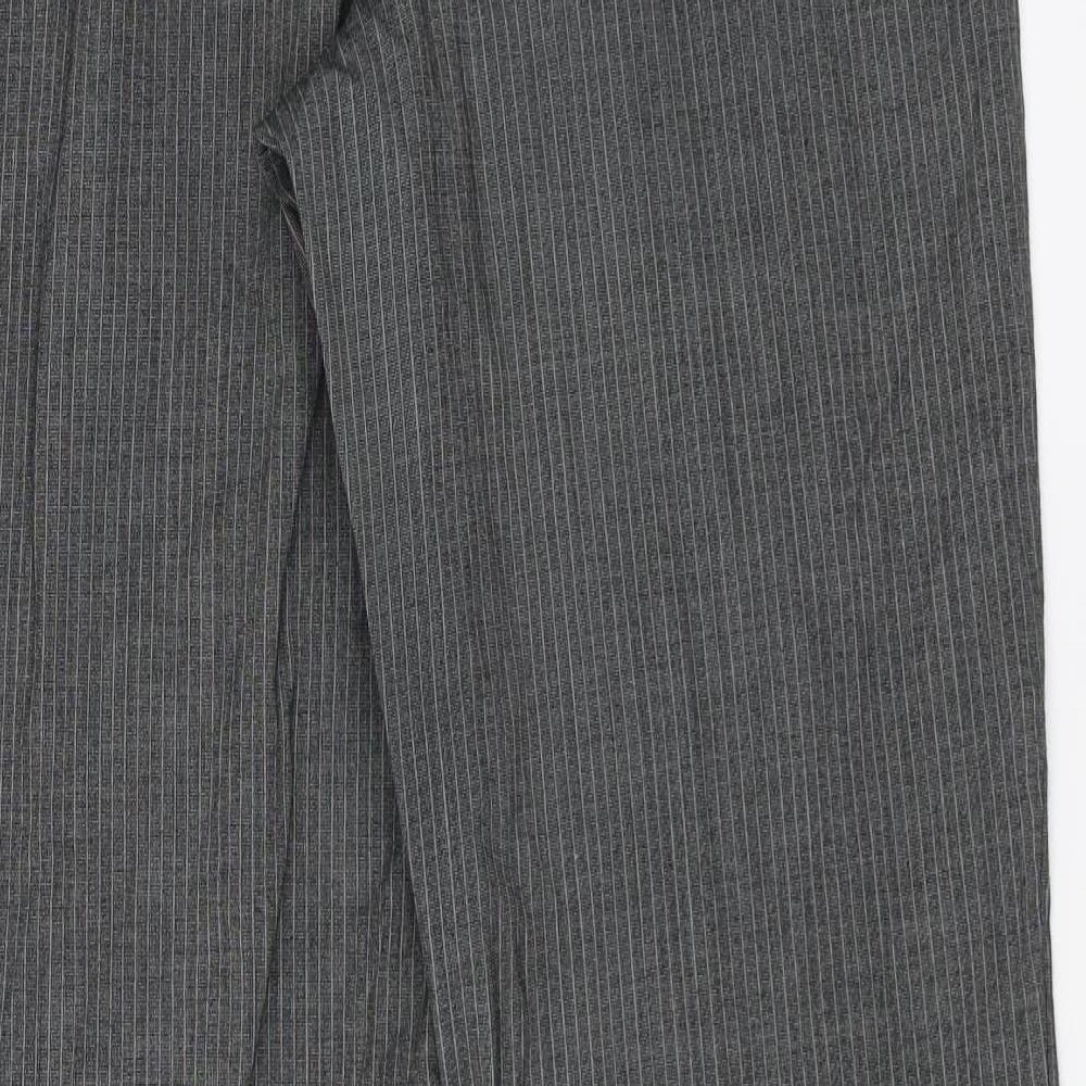 Marks and Spencer Womens Grey Striped Trousers Size 14 L29 in