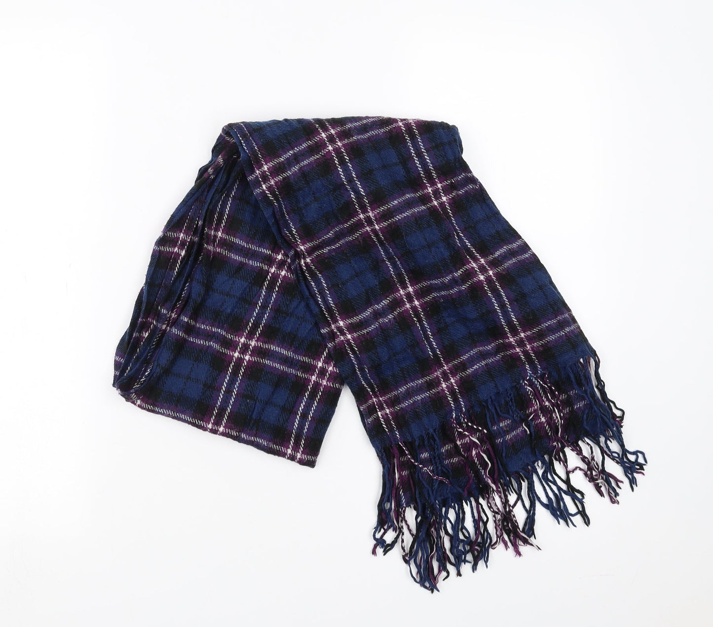 Preworn Womens Blue Plaid Scarf