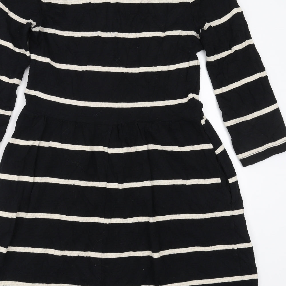 NEXT Womens Black Striped Fit & Flare Size 8