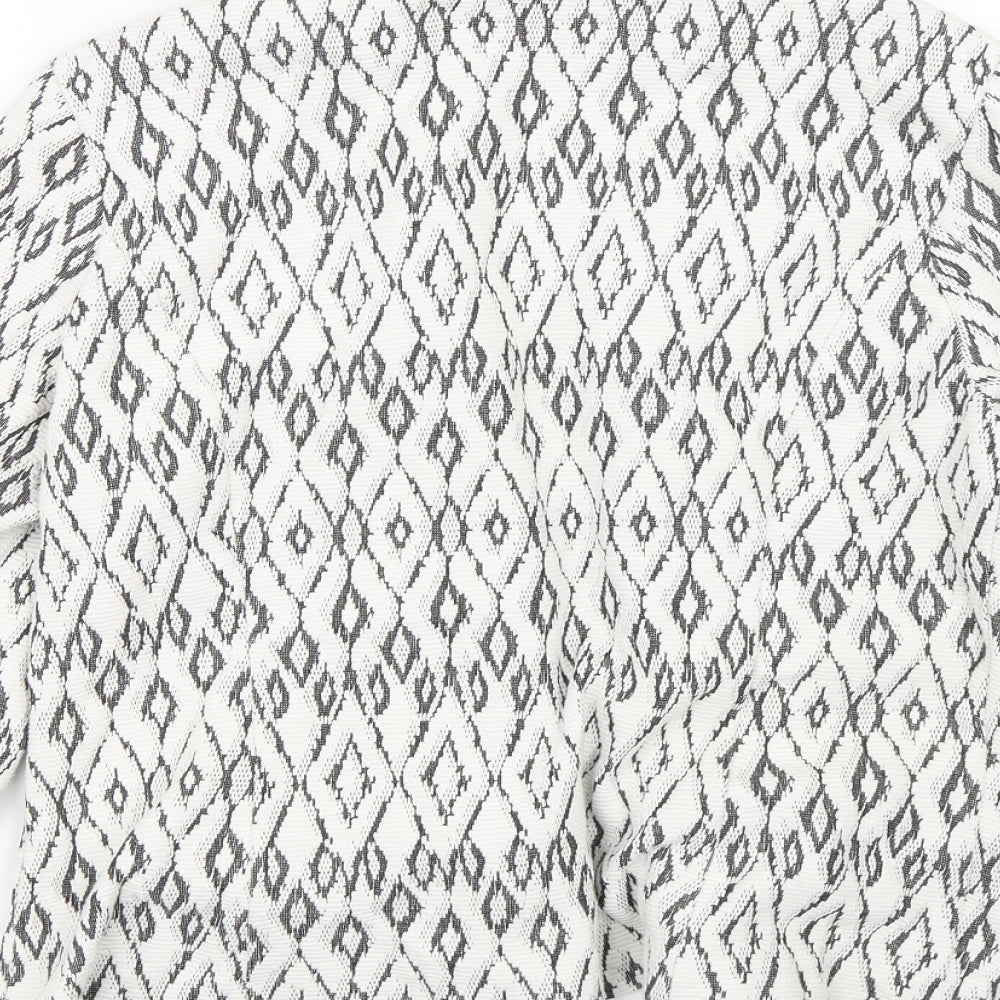 Soon Womens White Argyle/Diamond Jacket Size 14