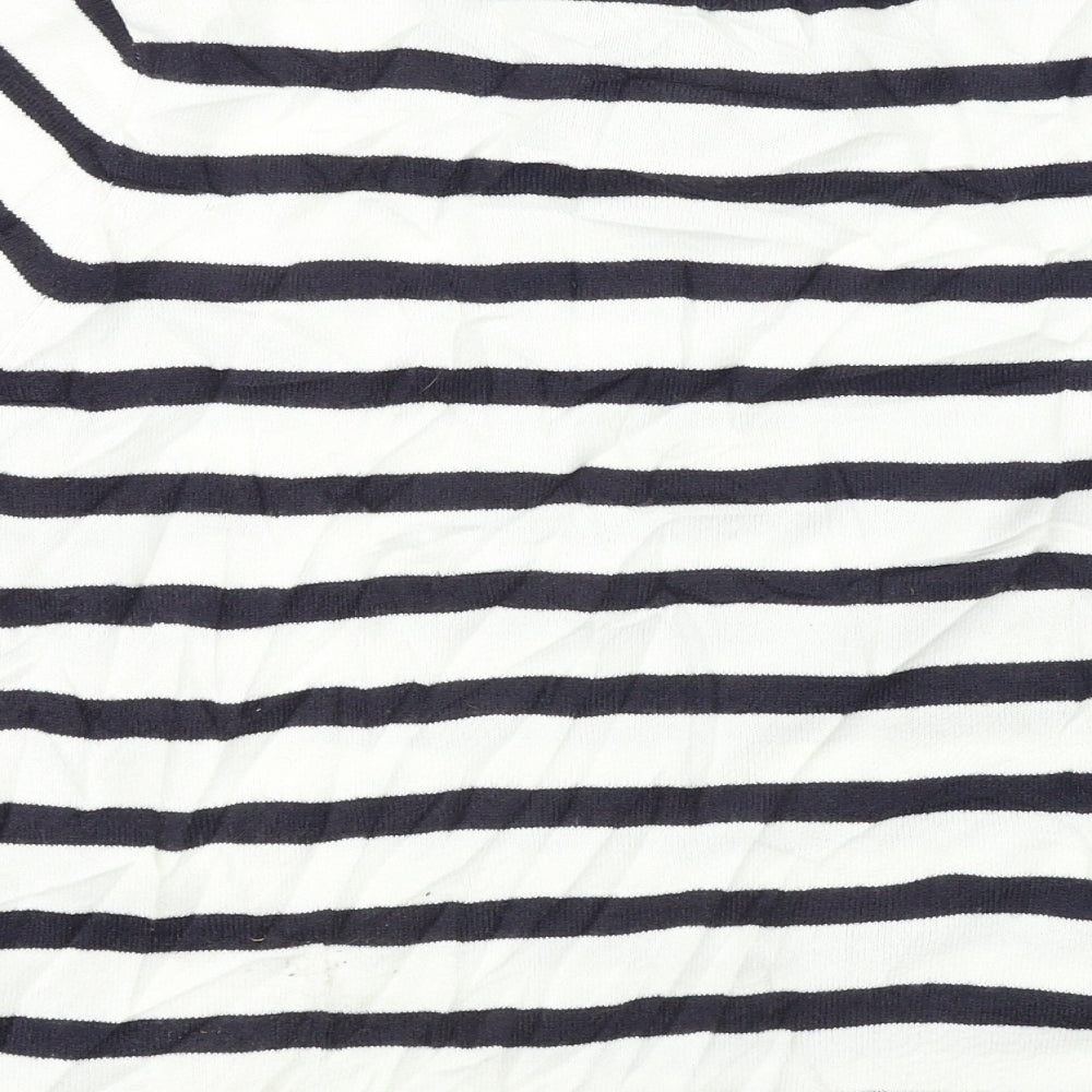 Marks & Spencer Womens White Striped Basic T-Shirt Size 12