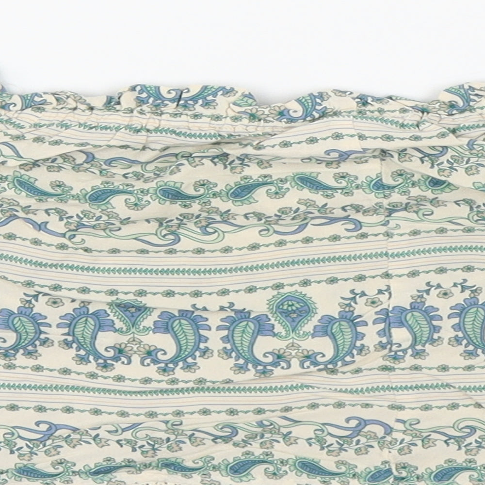 H&M Womens Beige Paisley Cropped Blouse Size 6