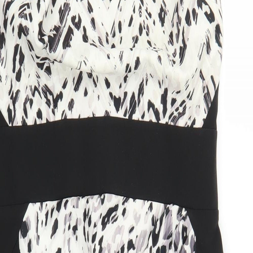Lipsy Womens Black Herringbone Sheath Size 14 - Leopard print