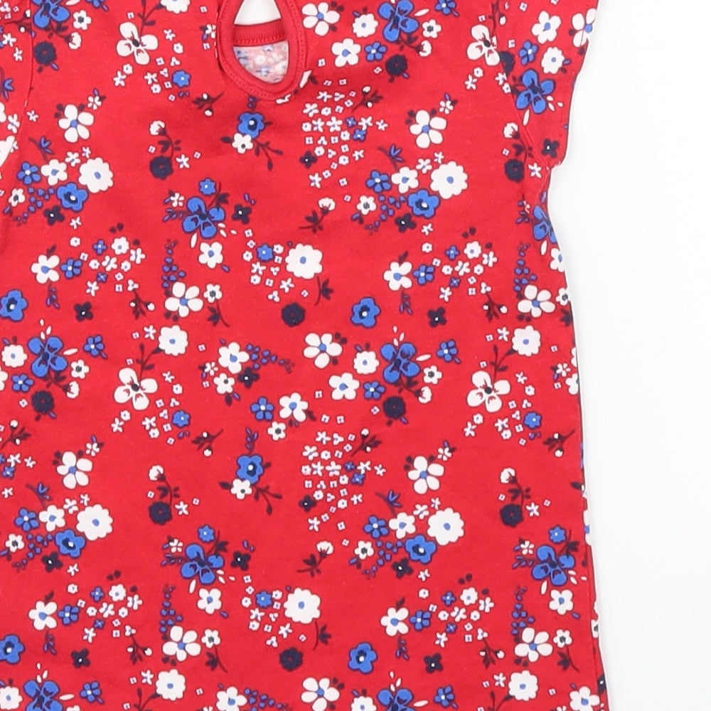 TU Girls Red Floral Basic Blouse Size 9-12 Months