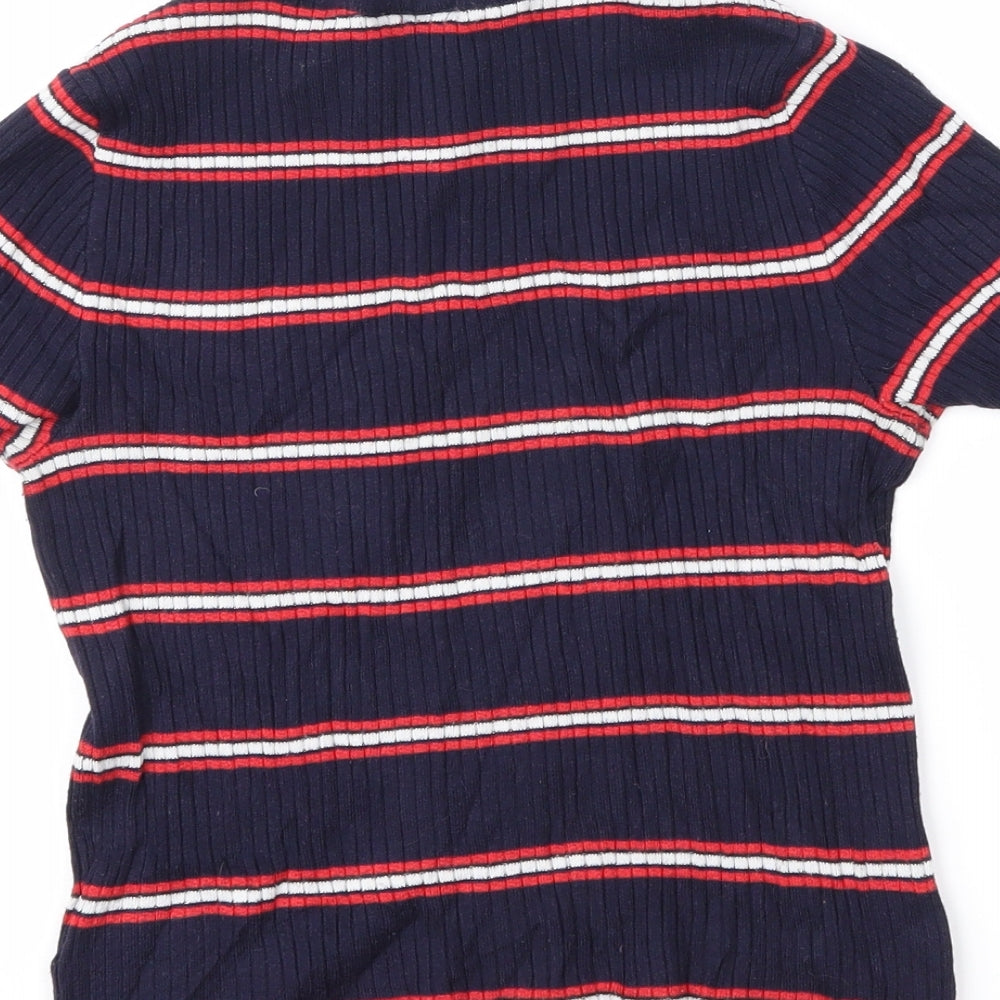Divided Womens Blue Striped Pullover Jumper Size XS