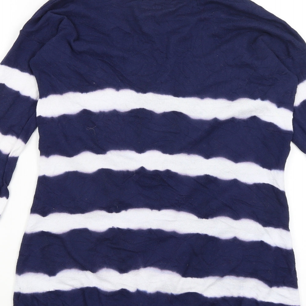 New Look Womens Blue Striped Wrap Jumper Size 8
