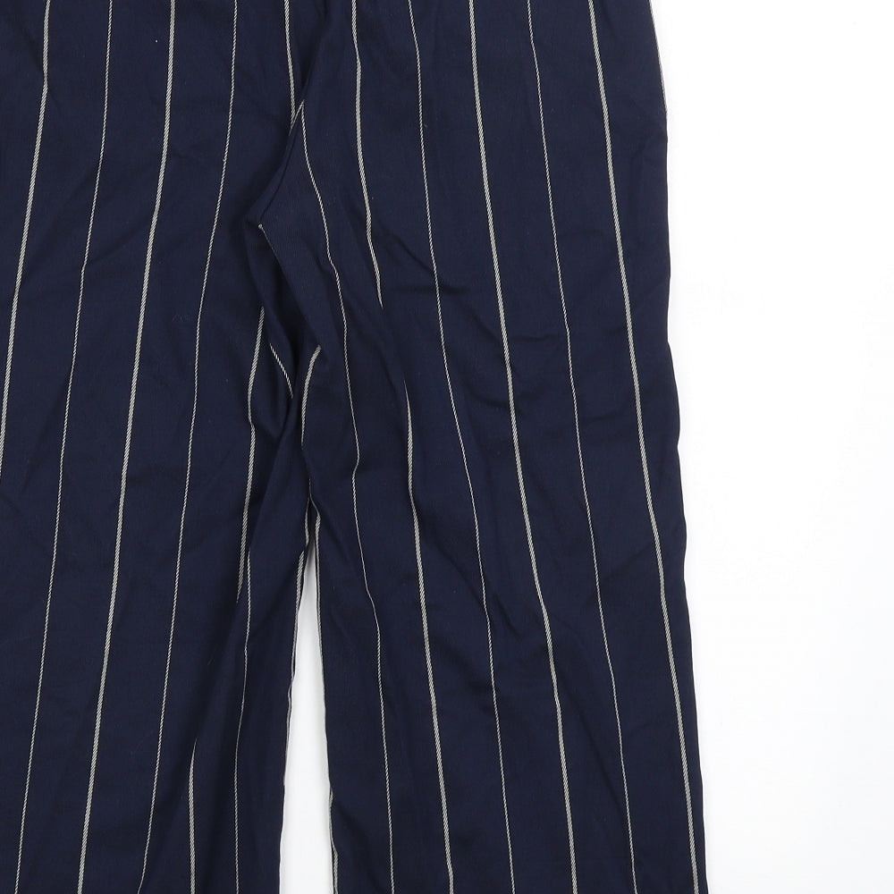 Mango Womens Blue Striped Cropped Trousers Size 8 L20 in