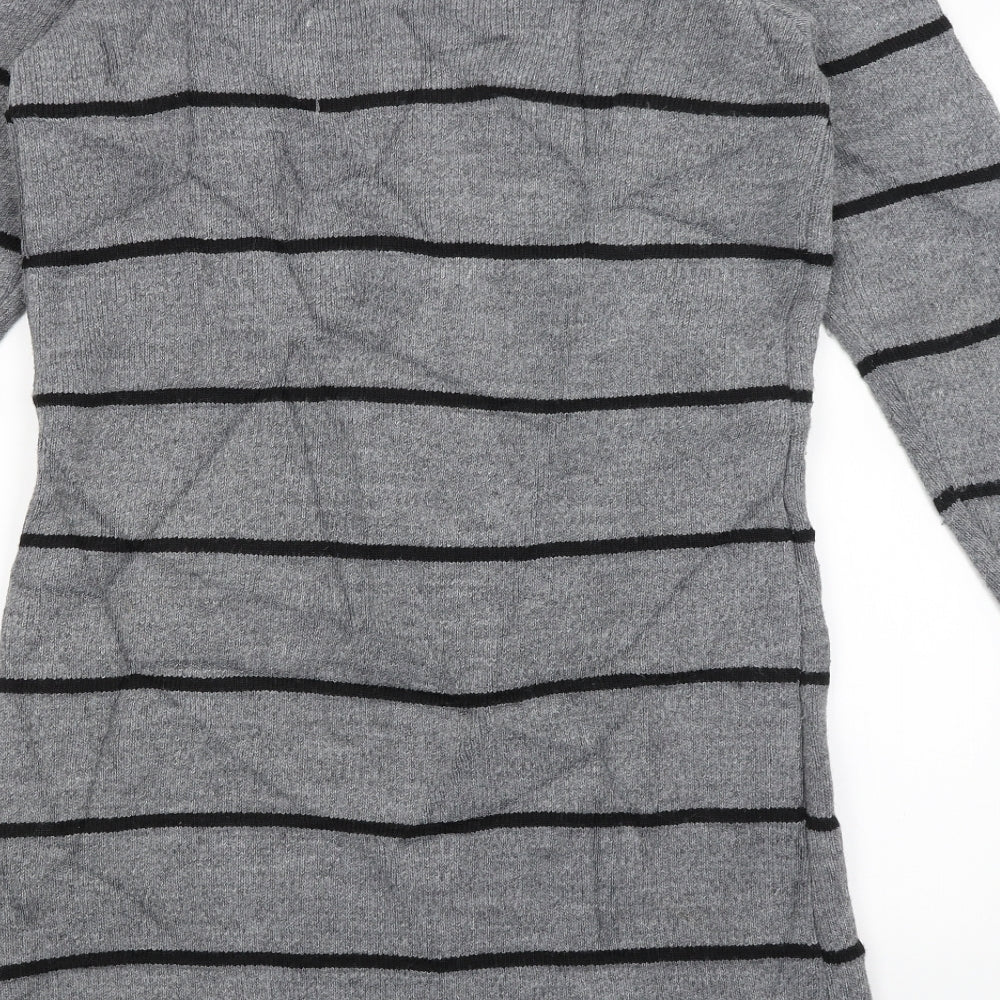 Susy Mix Womens Grey Striped Cardigan Jumper Size S