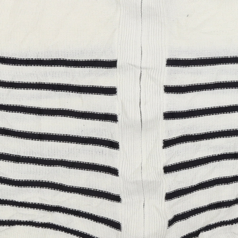 Brave Soul Womens White Striped Full Zip Jumper Size 12