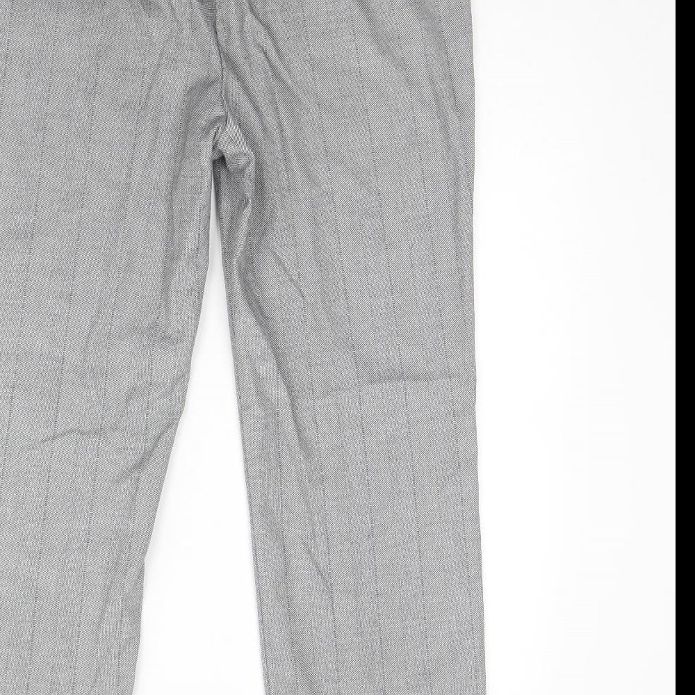 Marks & Spencer Womens Grey Striped Dress Pants Trousers Size 12 L29 in