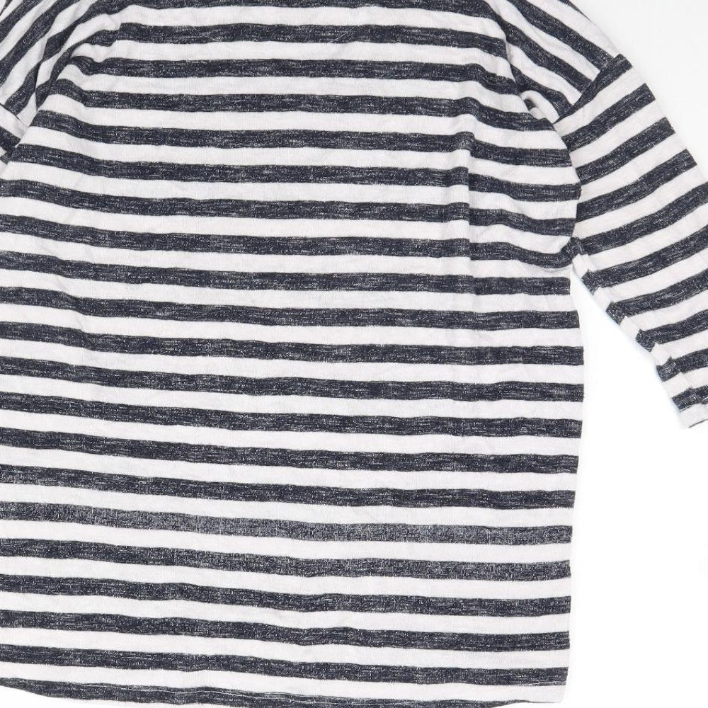 TU Womens White Striped Pullover Jumper Size 10