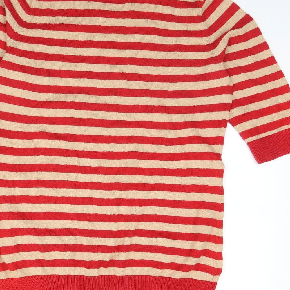 Clements Womens Red Striped Pullover Jumper Size L