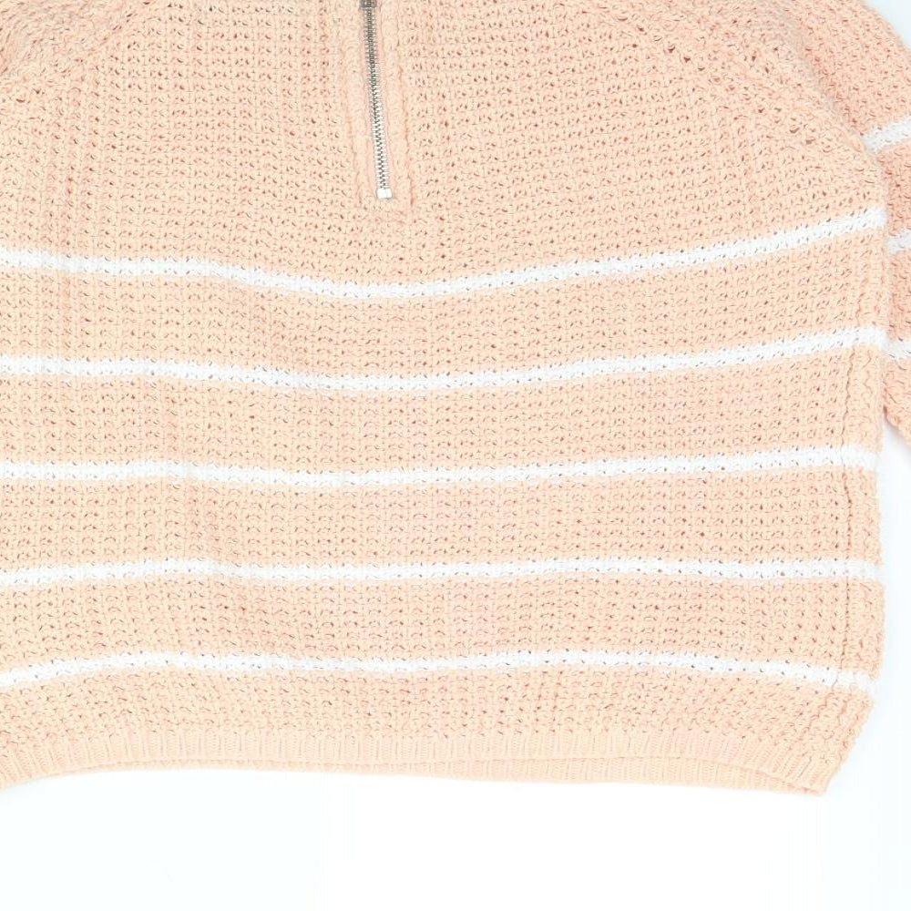 only Womens Pink Striped Pullover Jumper Size S