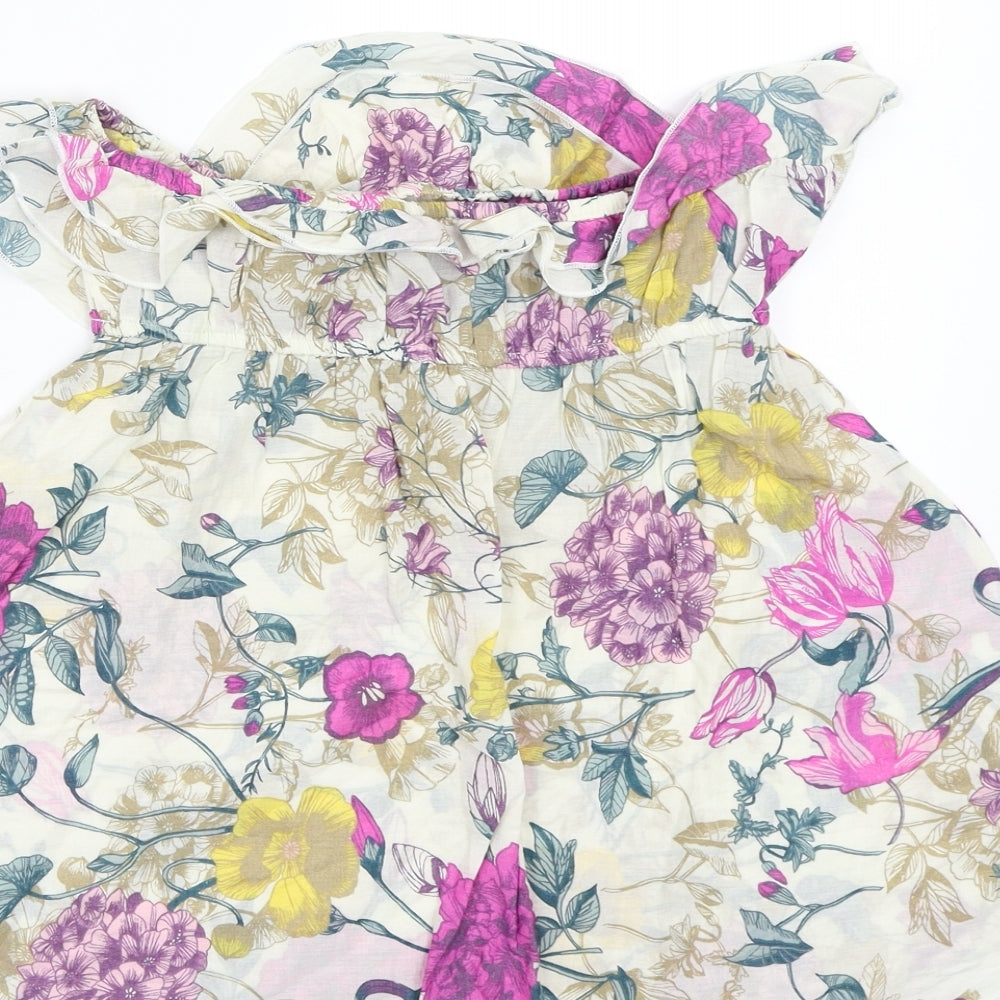 H&M Womens Ivory Floral Basic Blouse Size 8