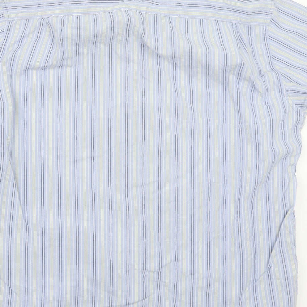 Marks & Spencer Mens Blue Striped Button-Up Size M