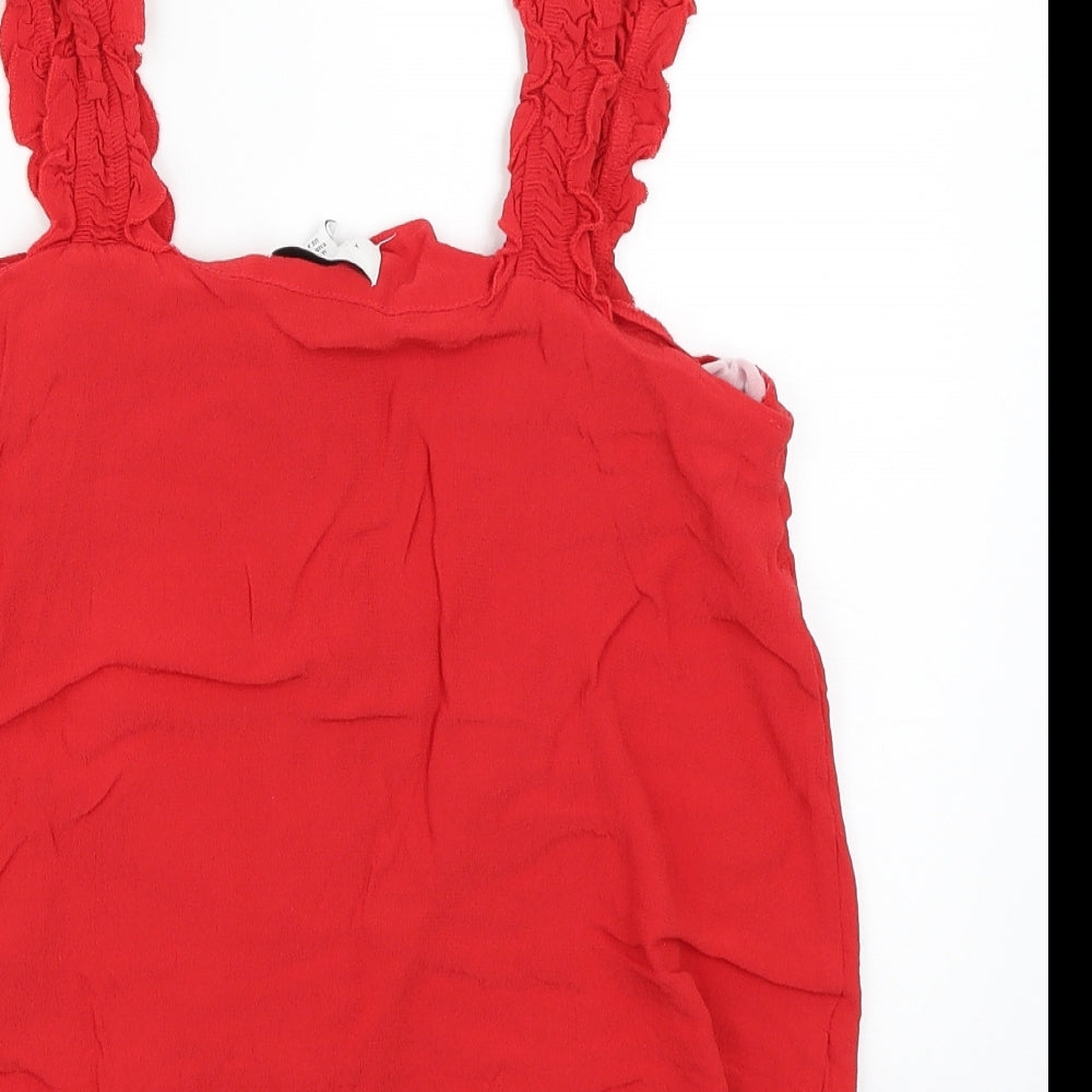 Topshop Womens Red Basic Button-Up Size 12