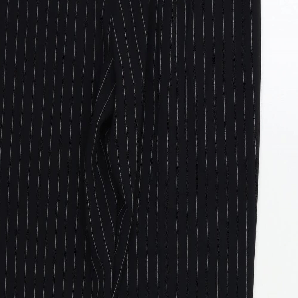 Wallis Womens Black Striped Trousers Size 10 L27 in