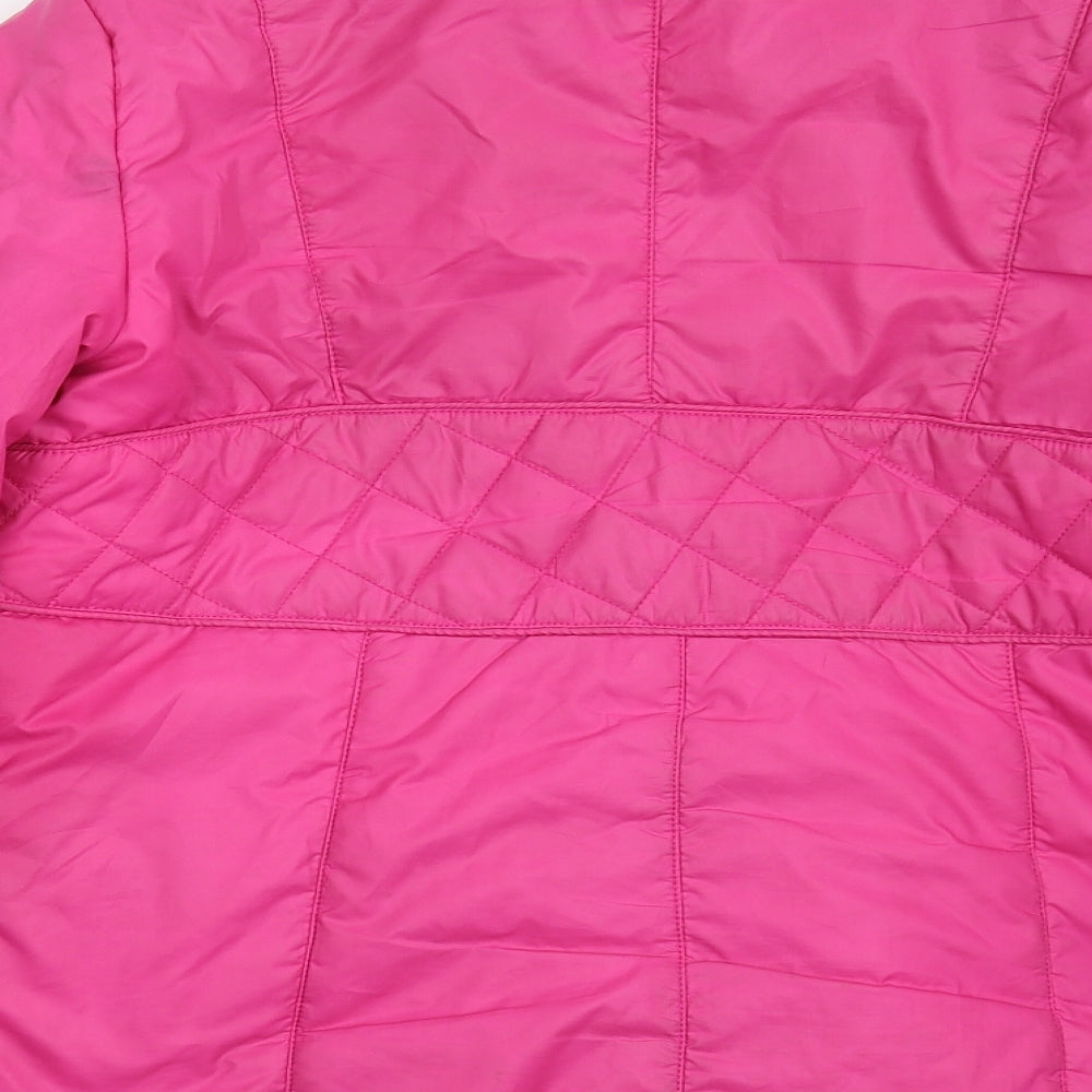 Brand and care label for Ajile Ath Dept girls’ pink jacket, size L