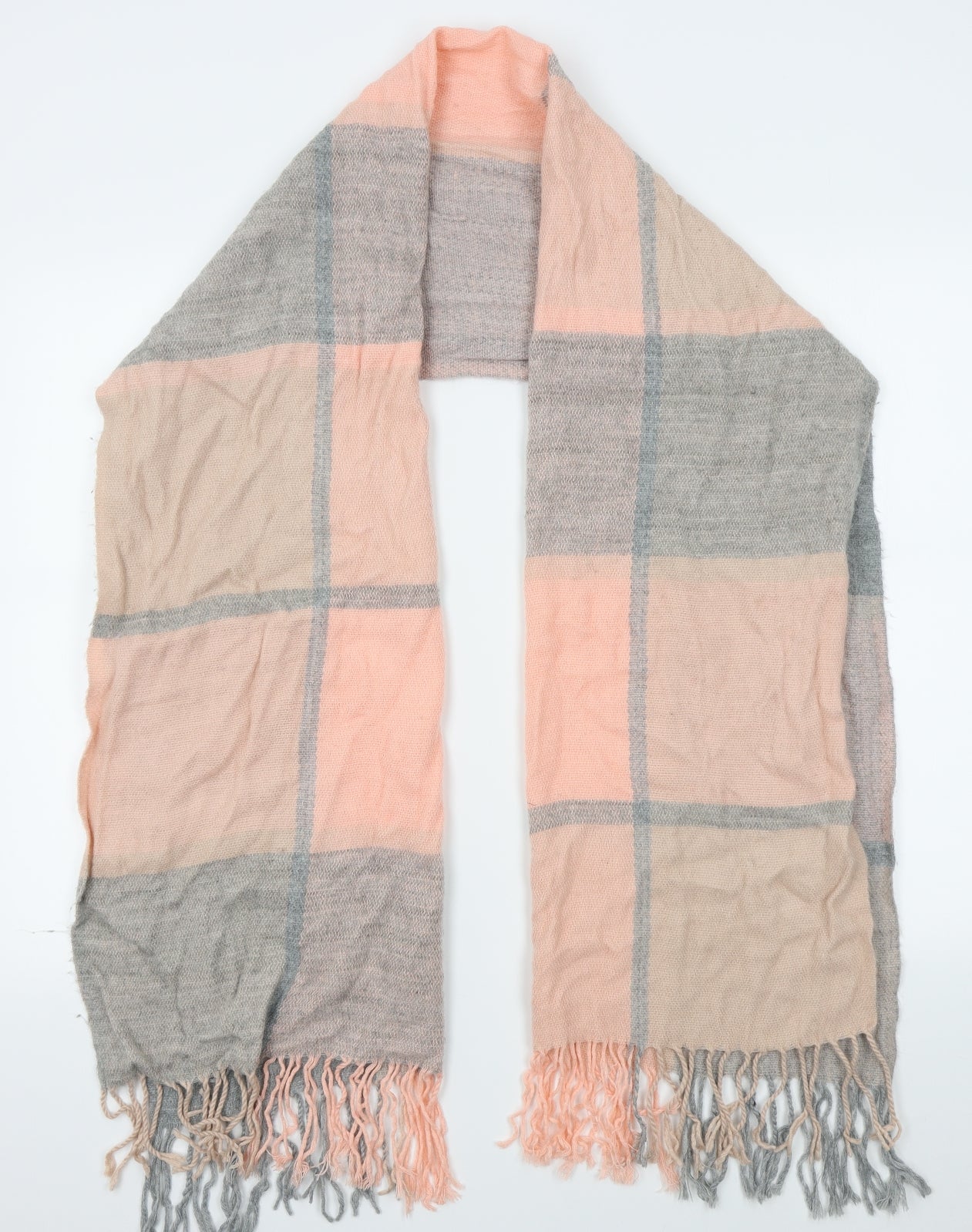 Preworn Womens Grey Plaid Scarf