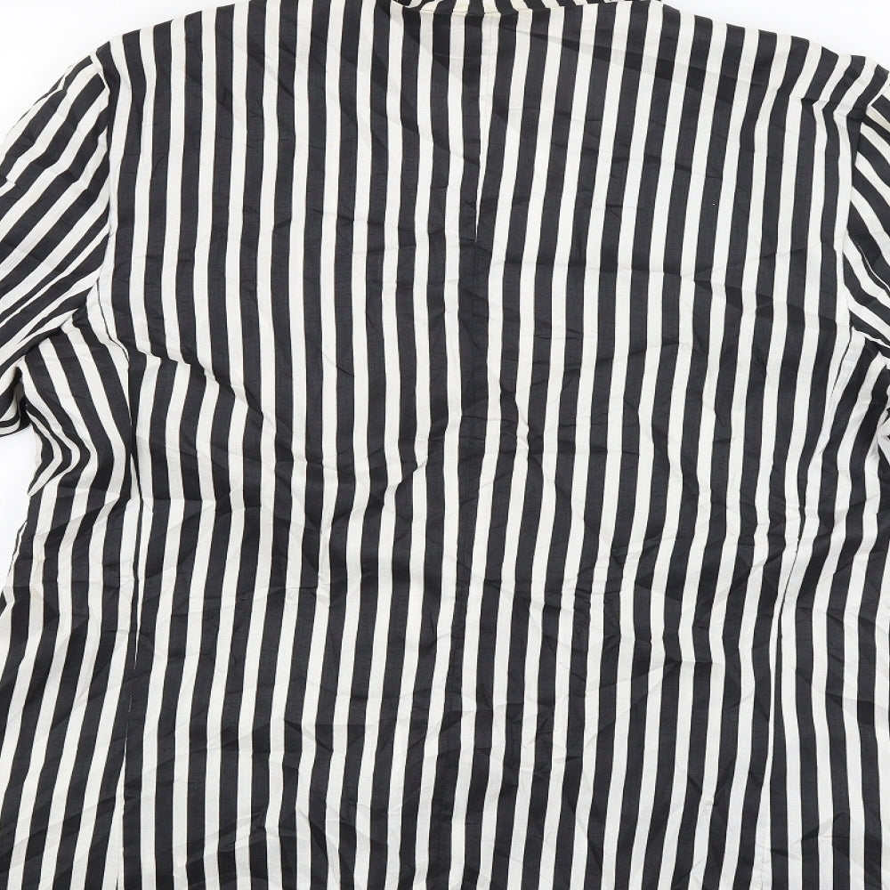 Leslie Fay Womens Black Striped Basic Button-Up Size 44 - Size 46