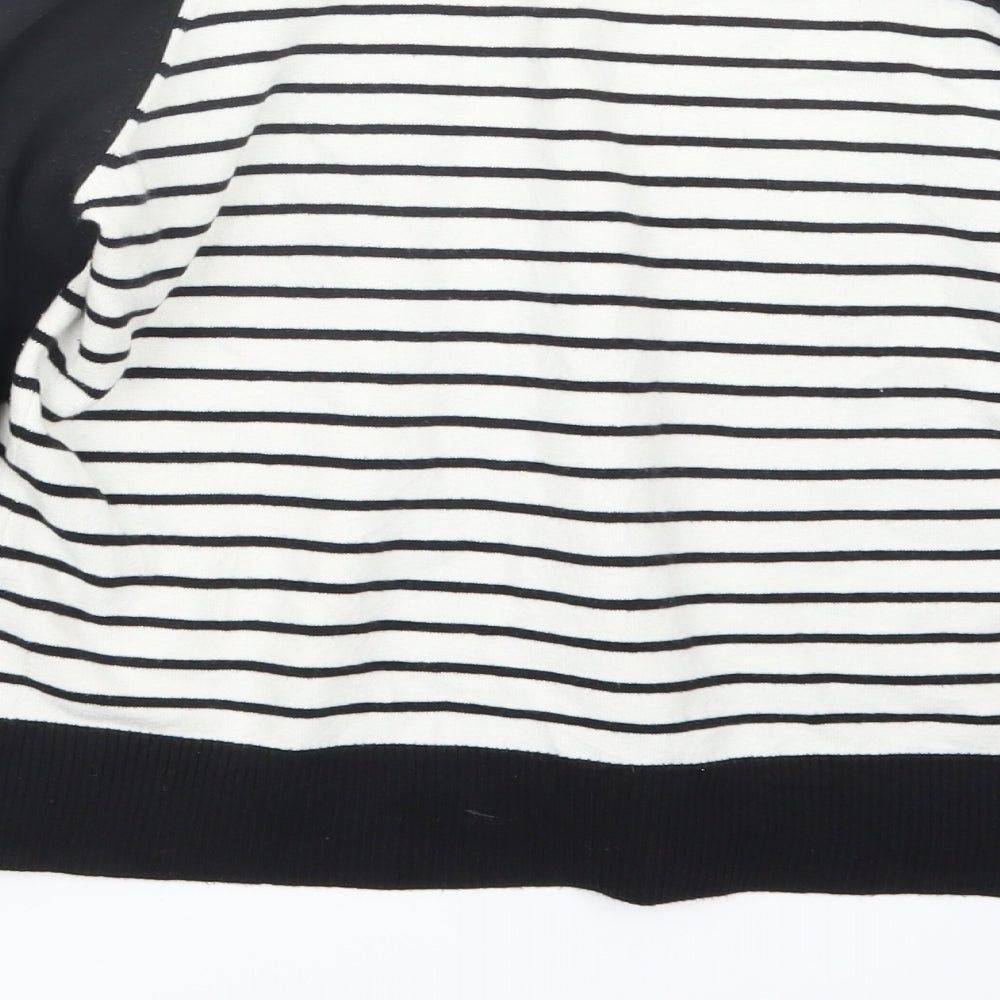 Miss Selfridge Womens Black Striped Knit Pullover Jumper Size 16