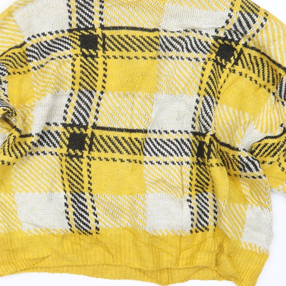 New Look Womens Yellow Geometric Knit Pullover Jumper Size S
