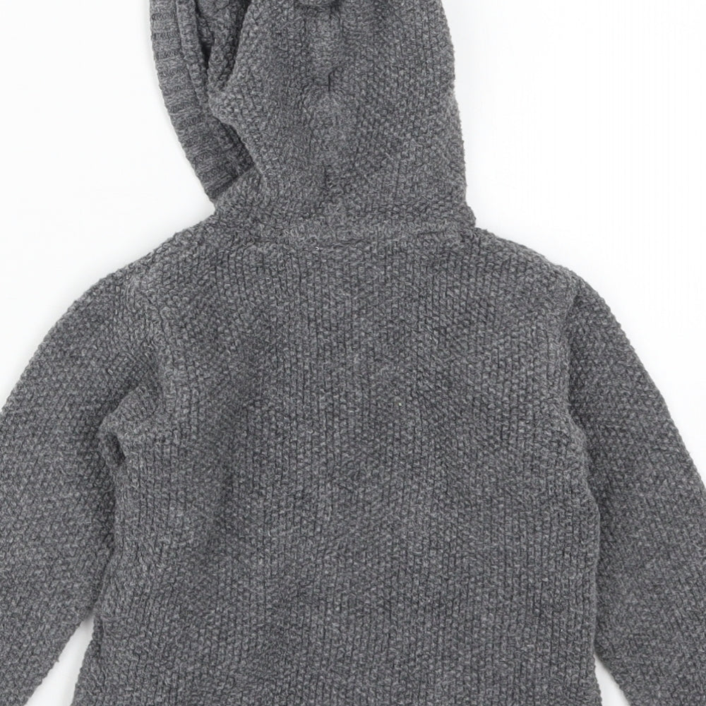 H&M Boys Grey Knit Cardigan Jumper Size 2 Years