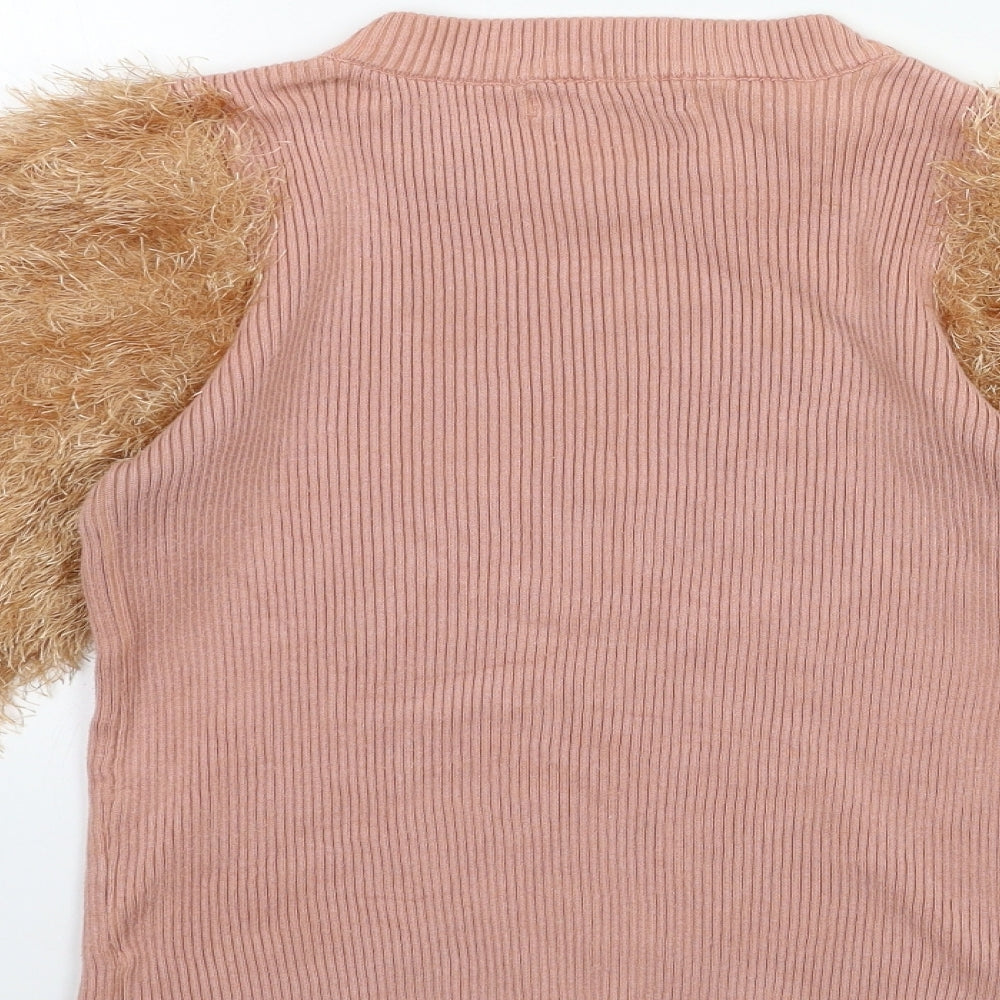 may Womens Pink Knit Pullover Jumper Size S