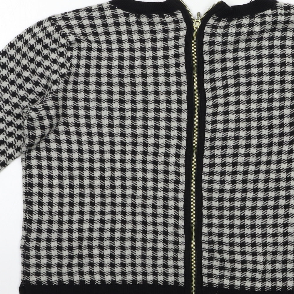 H&M Womens Grey Check Knit Pullover Jumper Size S