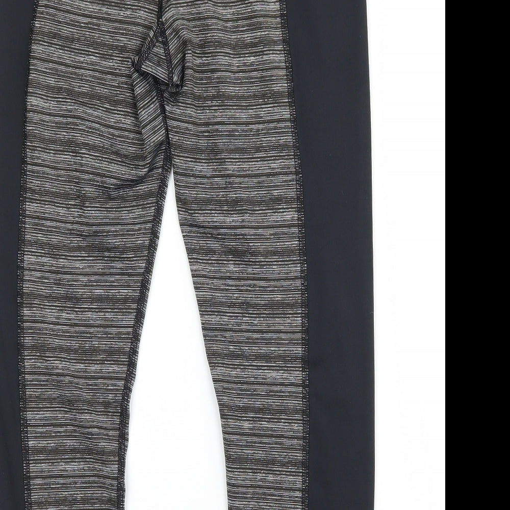 Preworn Womens Grey Striped Jersey Capri Leggings Size 28 in L20 in