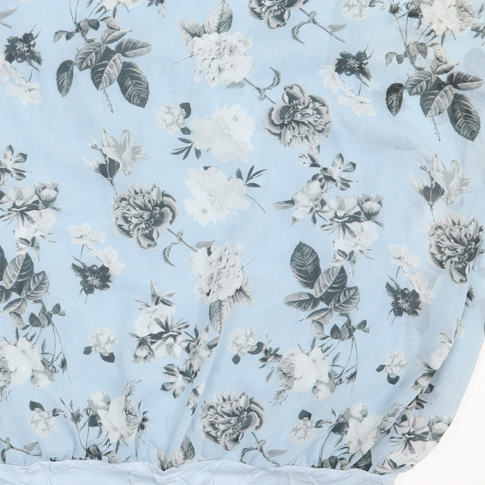 Select Womens Blue Floral Basic Blouse Size 12