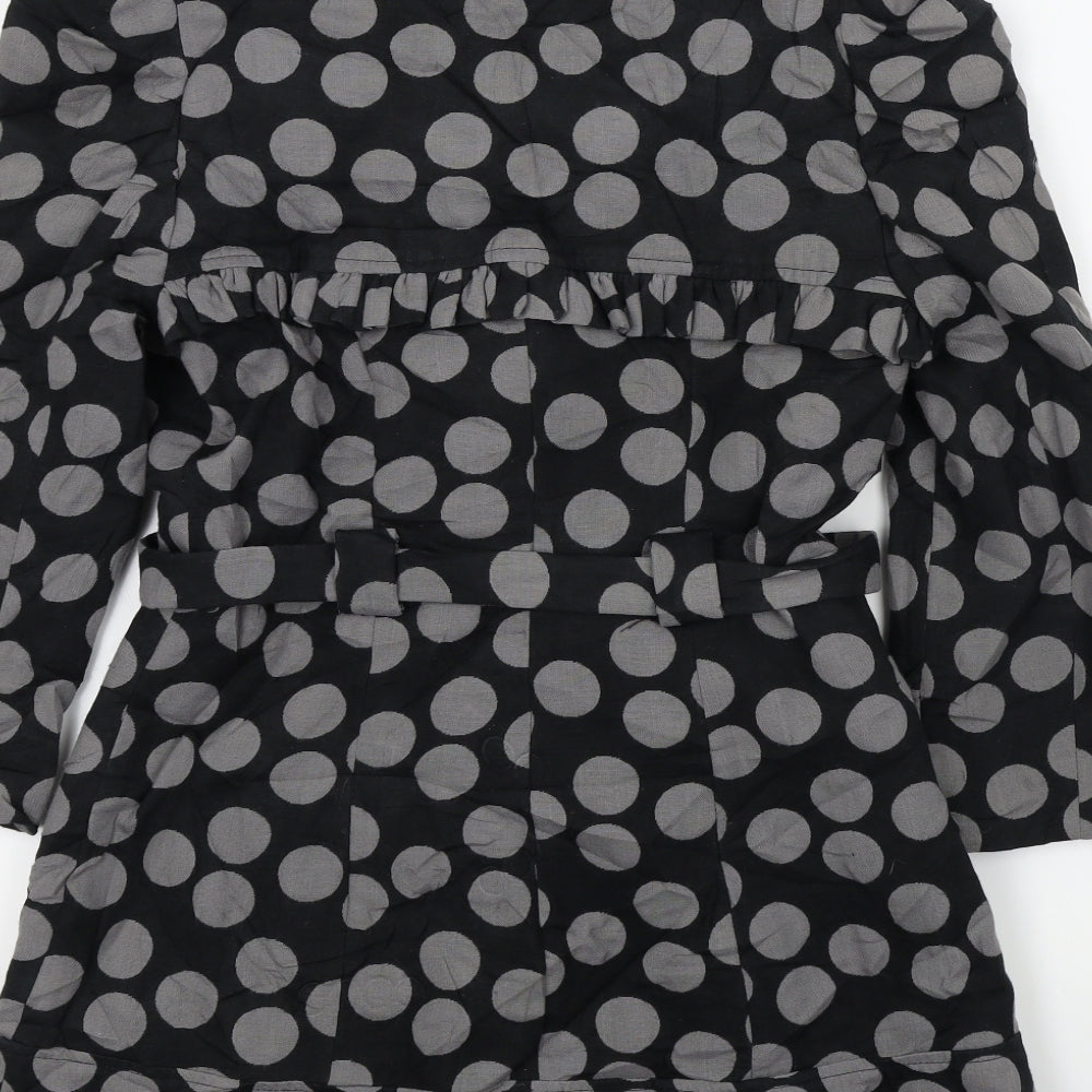 Miss Selfridge Womens Black Polka Dot Overcoat Coat Size 6