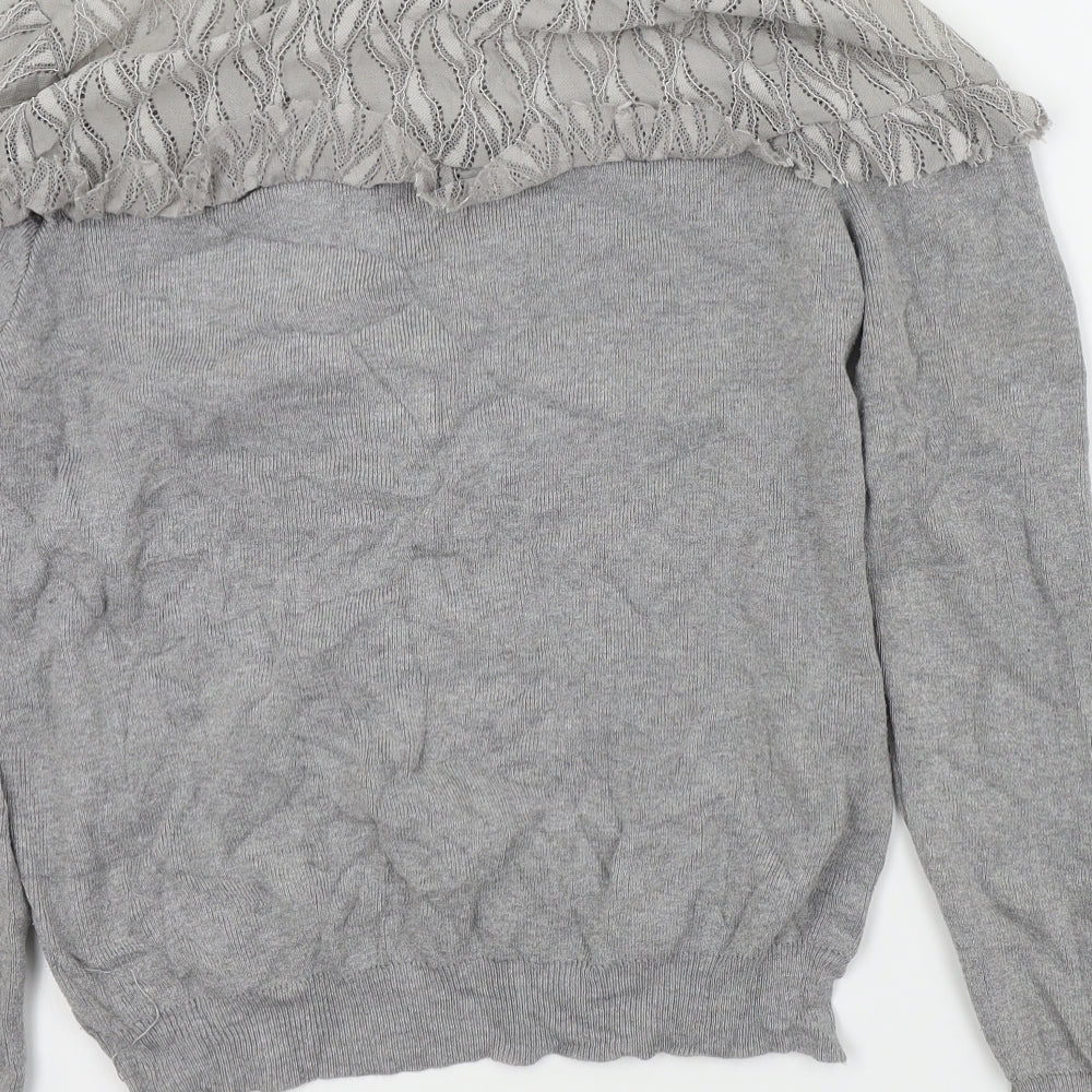 Laetitiamem Womens Grey Pullover Jumper Size M