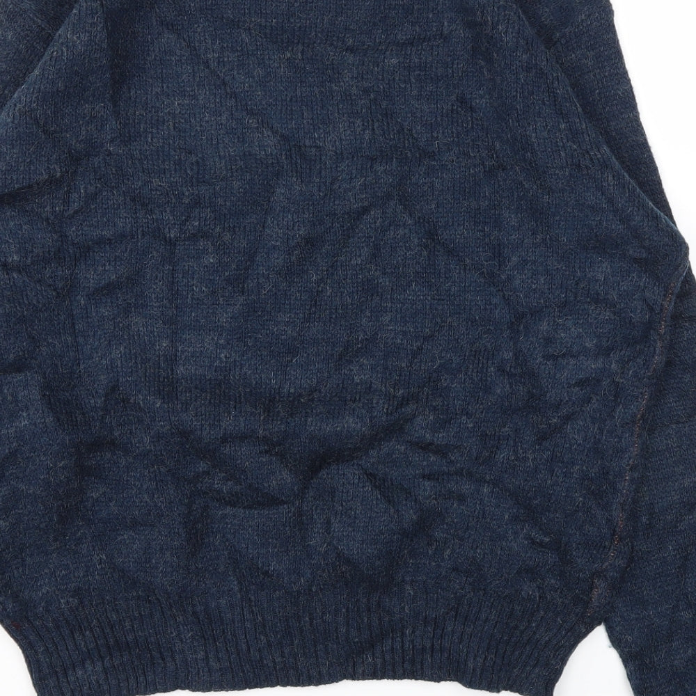 Banner Mens Blue Geometric Henley Sweatshirt Size L
