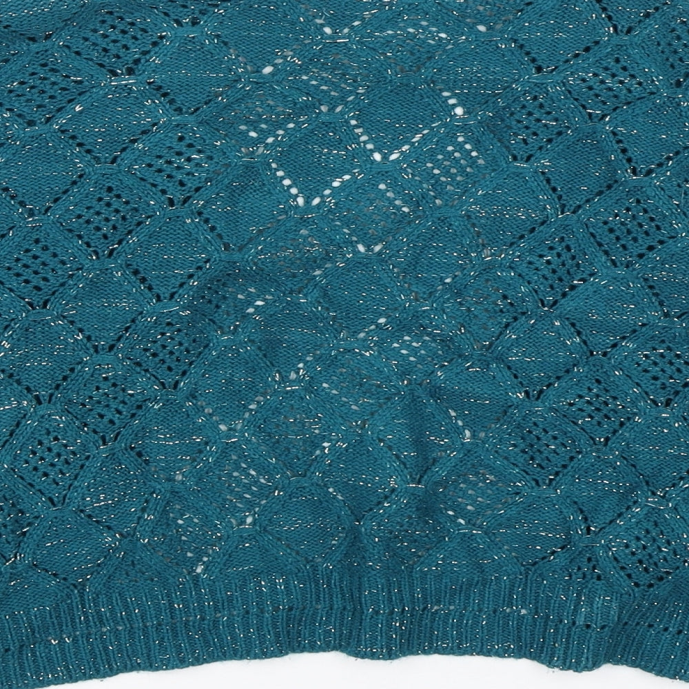 Pure & Natural Womens Blue Knit Cape Jumper Size S