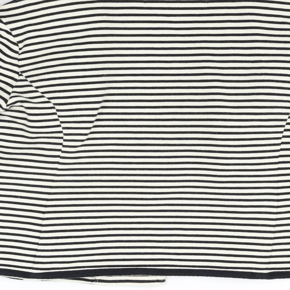 John Lewis Womens White Striped Cardigan Jumper Size 8