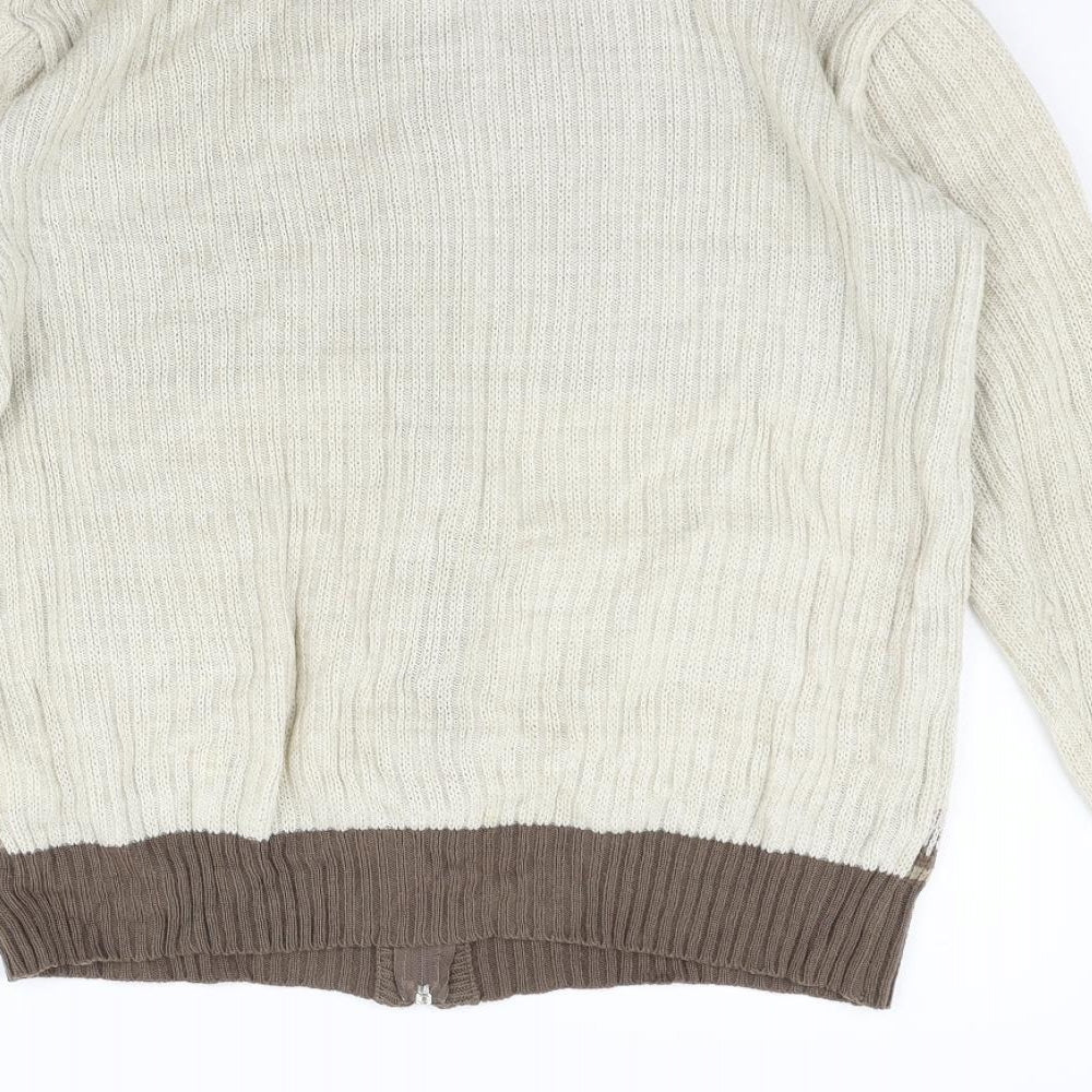 MC Womens Beige Geometric Jacket Coat Size M - washable marks