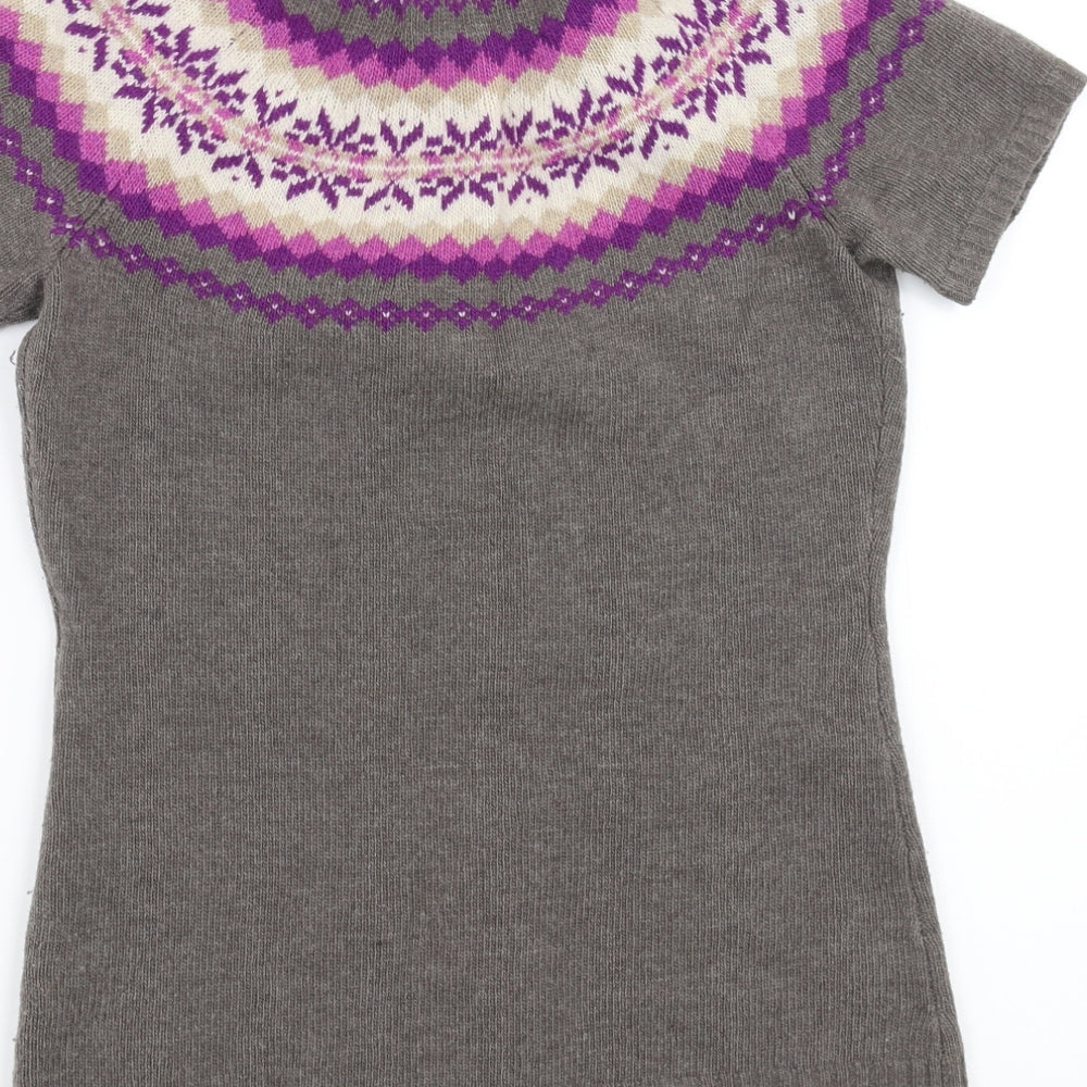 Esprit Womens Grey Geometric Knit Cardigan Jumper Size XS