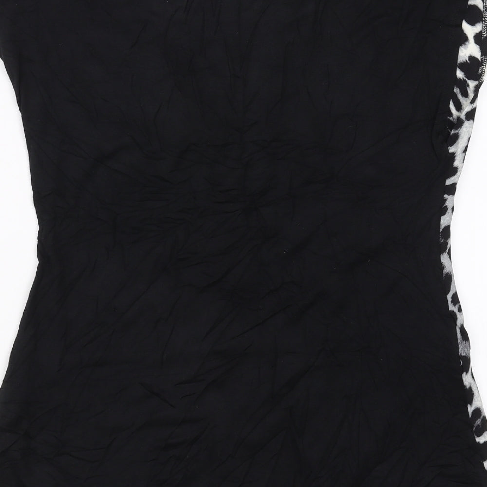 Oasis Womens Black Animal Print Basic T-Shirt Size S