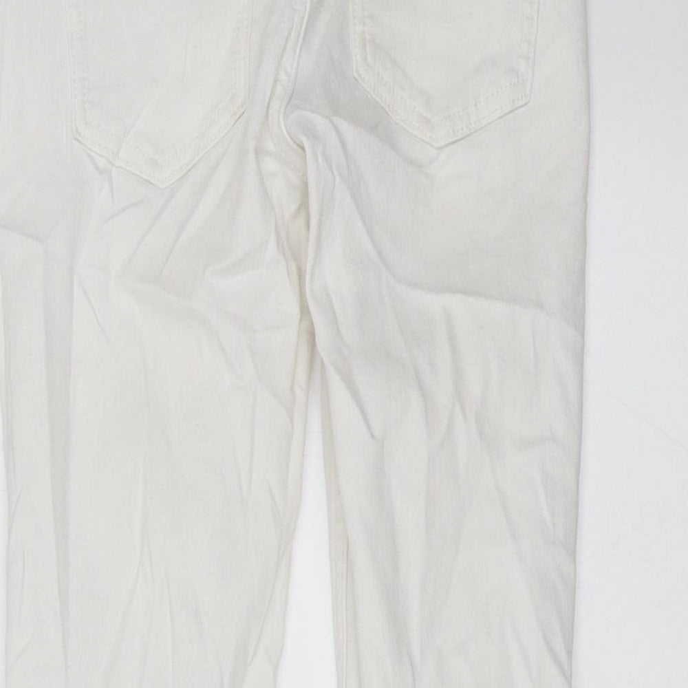 River Island Girls White Denim Skinny Jeans Size 9 Years - Distressed