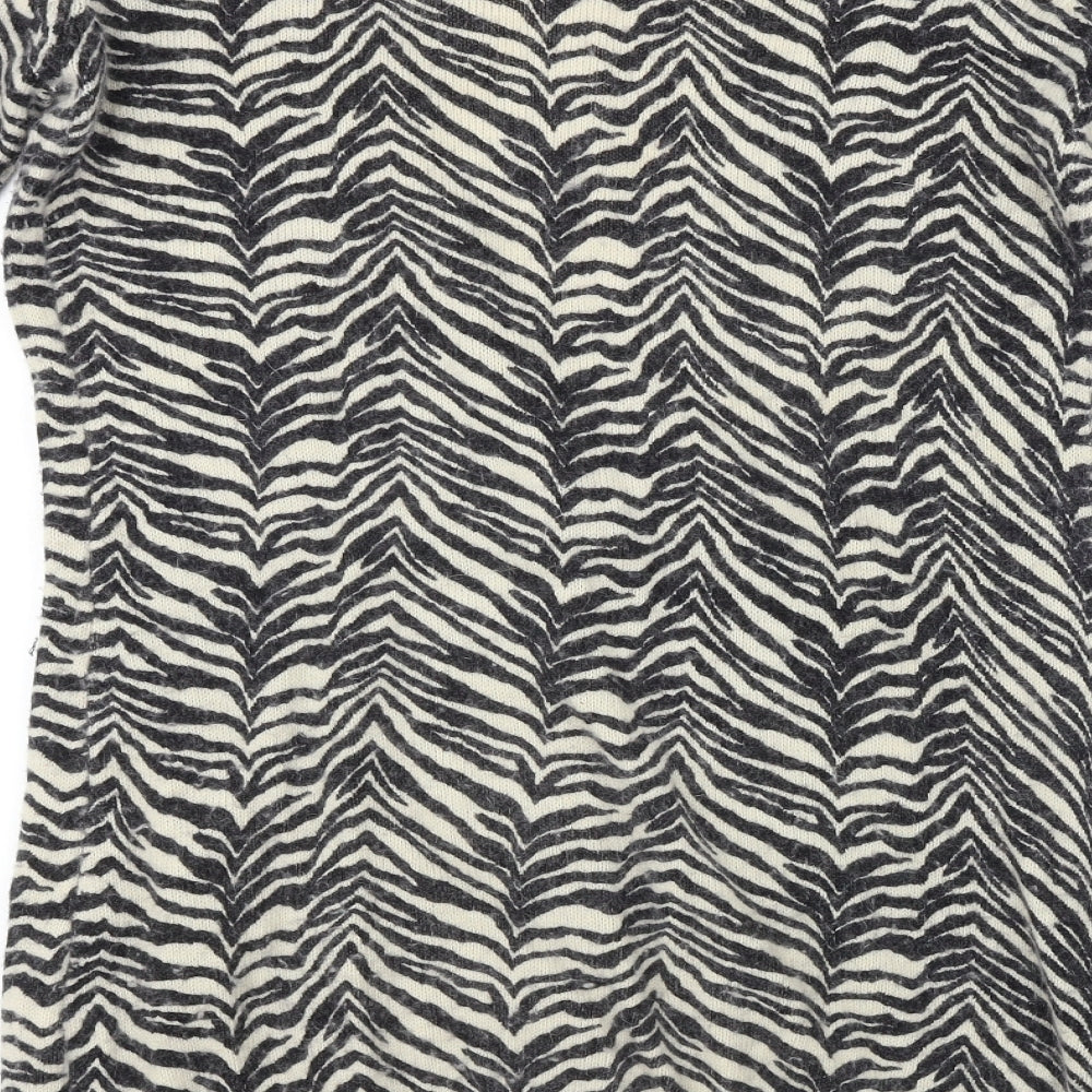 Initial Womens Black Animal Print Cardigan Jumper Size L