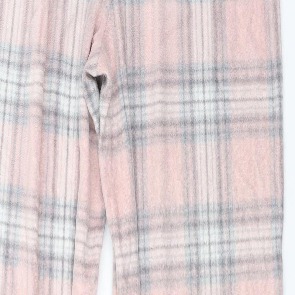 Marks and Spencer Womens Pink Check Sweatpants Trousers Size 10 L26 in
