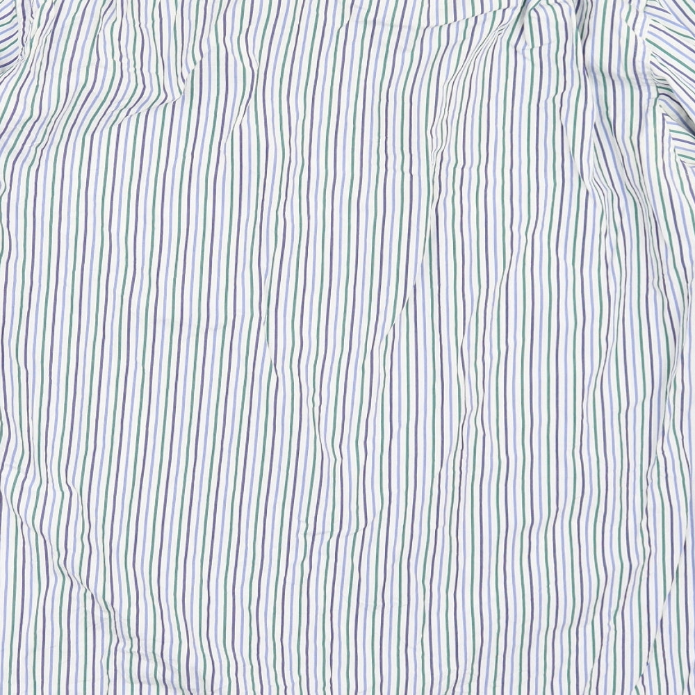 James Meade Mens White Striped Button-Up Size 17.5