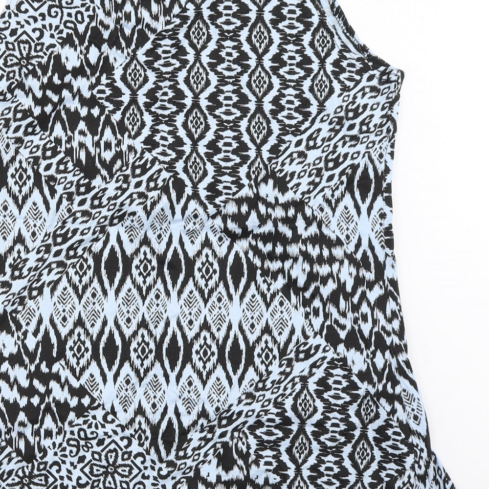 Local Legend Womens Blue Geometric Basic Tank Size 40