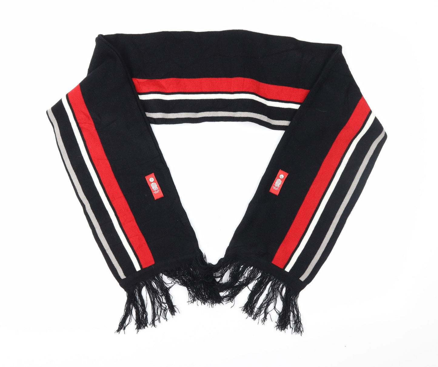 Preworn Mens Black Striped Rectangle Scarf Scarf Size Regular - England Rugby