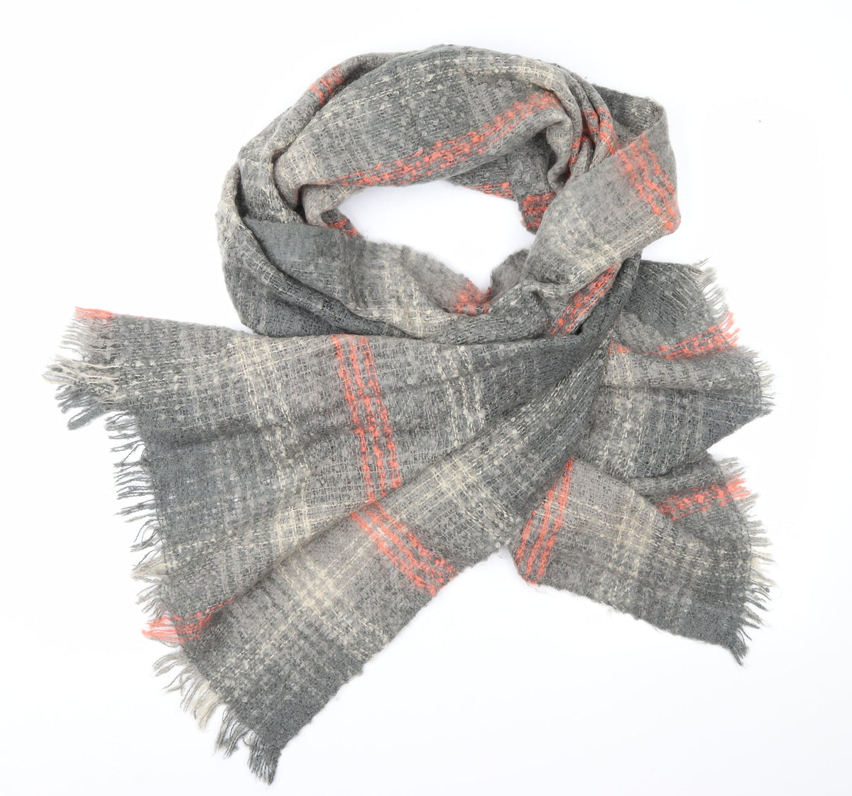 Preworn Womens Grey Geometric Shawl/Wrap