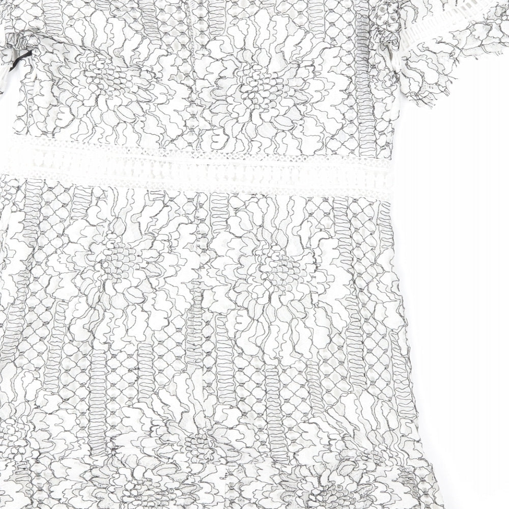 FOREVER 21 Womens White Floral Lace Shift Size S