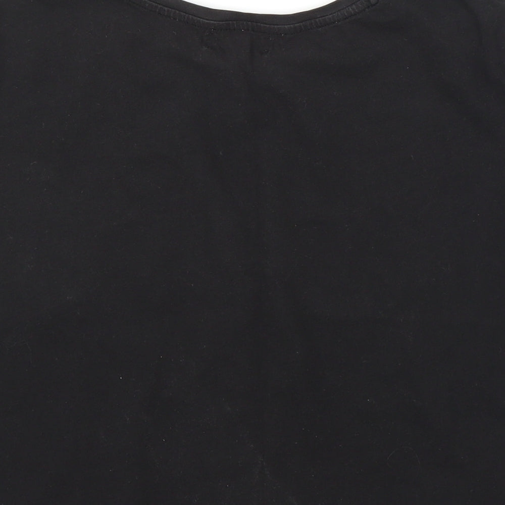 H&M Girls Black Cropped T-Shirt Size 13 Years - Unicorn