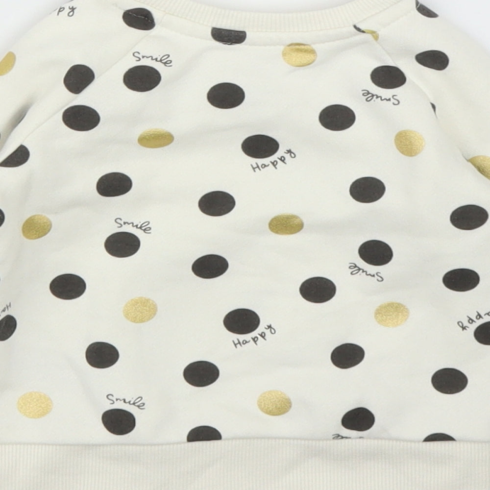 Primark Girls Ivory Polka Dot Pullover Jumper Size 6-9 Months