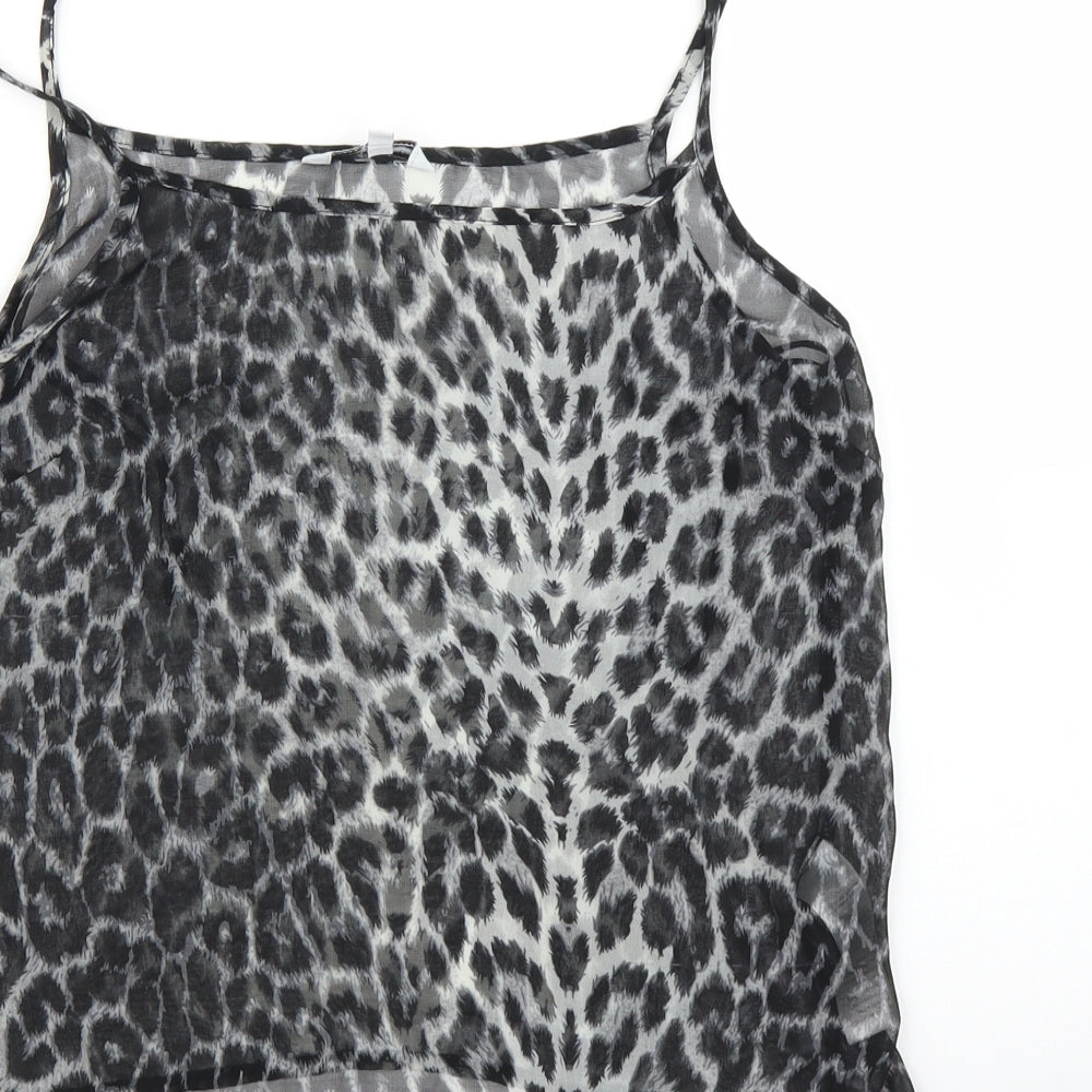 New Look Womens Grey Animal Print Camisole Blouse Size 10 - Leopard print